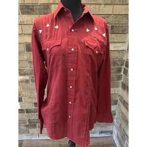 Vintage Channing RED Pintuck Pearl Snap Western Shirt Men’s Medium 62904
